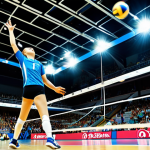 Dynamic Volleyball Action**

"A fully clothed volleyball player spiking the ball during a match, appropriate attire, perfect anatomy, well-formed hands, proper finger count, in a brightly lit indoor arena with a packed crowd, safe for work, professional sports photography, dynamic angle, natural proportions, family-friendly."

**