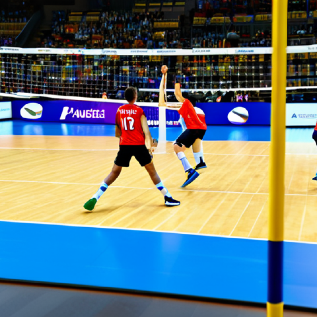배구 게임 규칙 변경 사례 - Modern Volleyball Strategy**

"A dynamic volleyball match scene, showcasing a libero in action, divi...