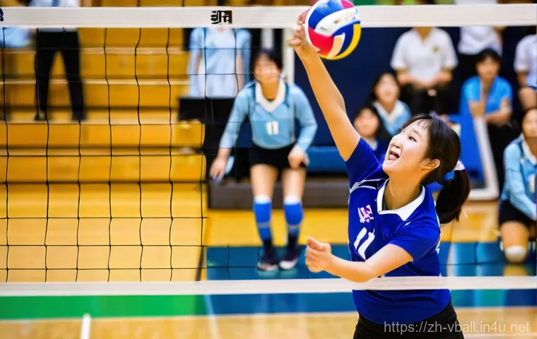 배구의 지역별 인기 차이 - **Prompt:** A dynamic, high-angle shot capturing a climactic moment during a vibrant "Haruko Volley"...