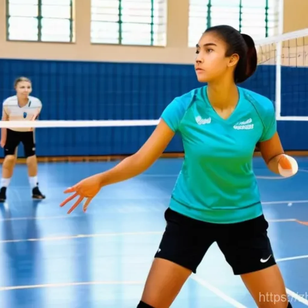 배구 해외 캠프 참가 방법 - **Prompt 1: European Technical Volleyball Coaching**
"An indoor volleyball court with bright, ev...