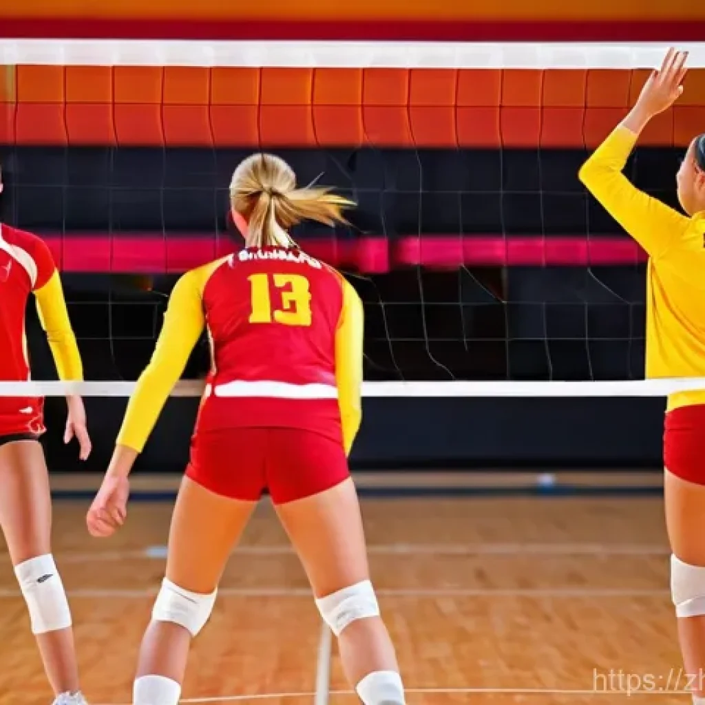 배구 유니폼 색상 선택 팁 - **Vibrant Team in Action:** A dynamic, high-energy shot of a co-ed volleyball team (diverse ages, 15...