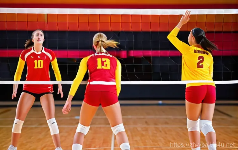 배구 유니폼 색상 선택 팁 - **Vibrant Team in Action:** A dynamic, high-energy shot of a co-ed volleyball team (diverse ages, 15...