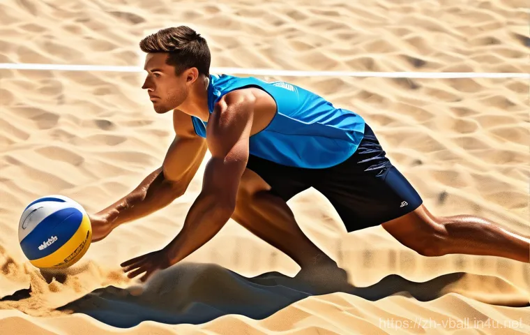 비치발리볼 용품 - **Prompt 1: Dynamic Beach Volleyball Player with Focus on Footwear**
    "A male beach volleyball pl...