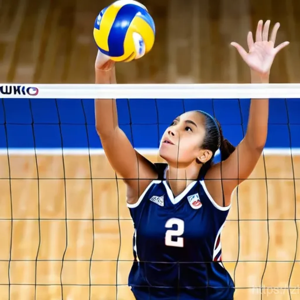 배구 스파이크 점프 높이 향상 - **Prompt for a Dynamic Volleyball Spike:**
"A powerful female volleyball player in peak athletic...