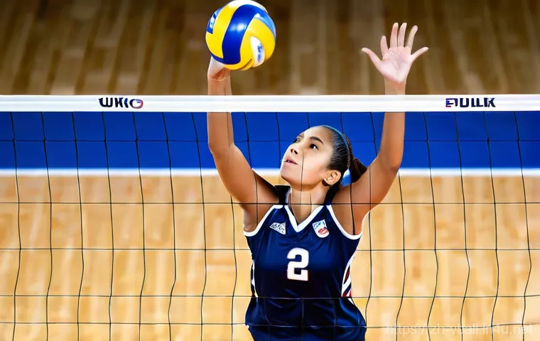 배구 스파이크 점프 높이 향상 - **Prompt for a Dynamic Volleyball Spike:**
    "A powerful female volleyball player in peak athletic...