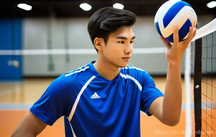 배구공 보관 팁 - **Prompt:** A young man, approximately 20 years old, with a lean athletic build, wearing a clean, mo...