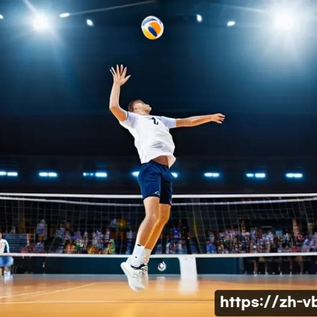 배구 경기 규칙 이해를 위한 비디오 - **Prompt for Jump Serve:**
A dynamic, full-body shot of a male volleyball player in mid-air, exe...