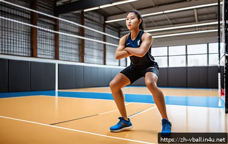 배구 트레이닝 팁 - A dynamic volleyball training scene showing a young adult athlete performing explosive plyometric ex...
