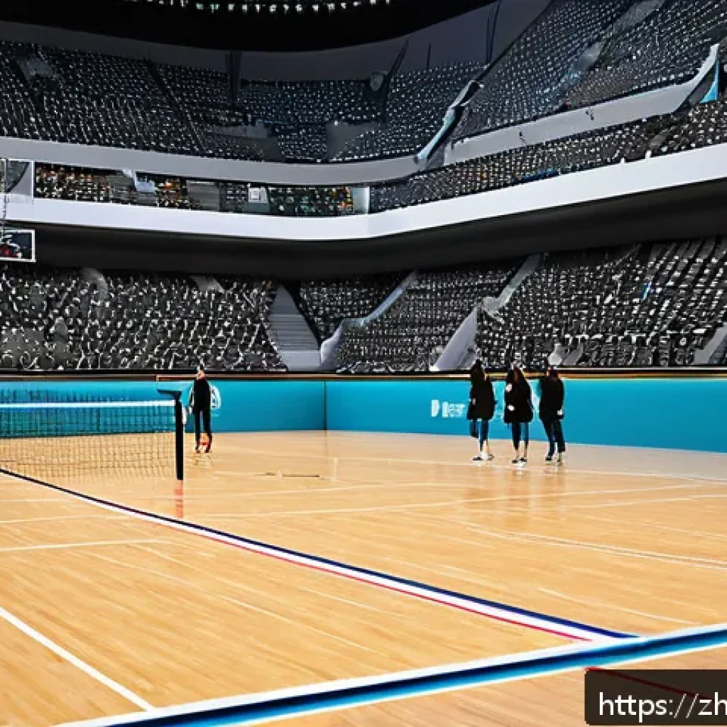배구 코트 규격 - A detailed indoor volleyball court scene showcasing the standard 18 by 9 meters court with a clearly...