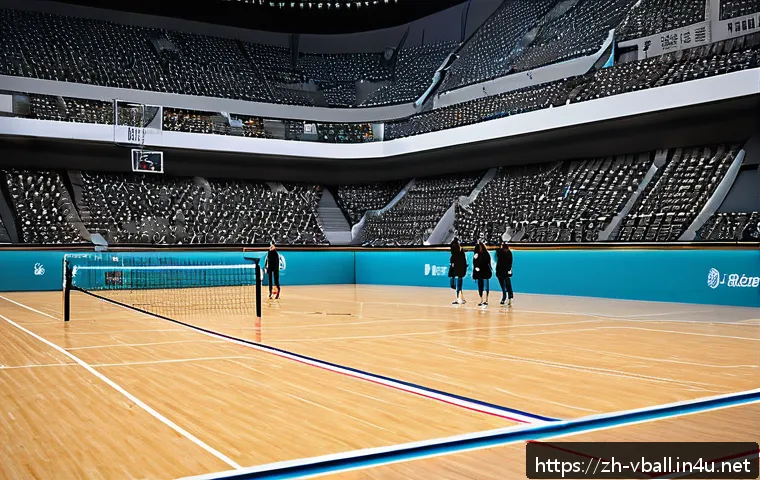 배구 코트 규격 - A detailed indoor volleyball court scene showcasing the standard 18 by 9 meters court with a clearly...