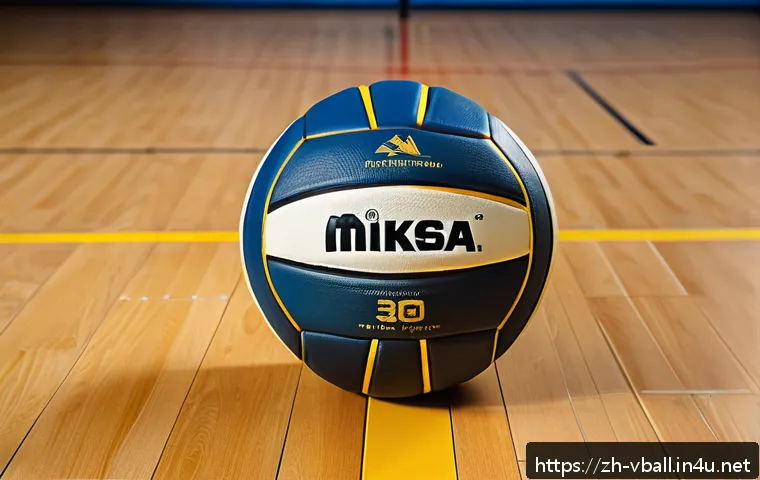 배구공 브랜드 비교 - A high-resolution close-up of a synthetic leather volleyball resting on an indoor wooden gym floor, ...