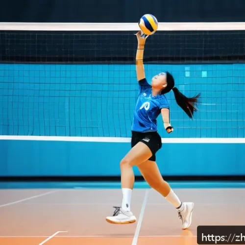 배구 관련 스타트업 아이디어 - A high-tech volleyball training scene featuring an athlete wearing advanced wearable sensors on thei...