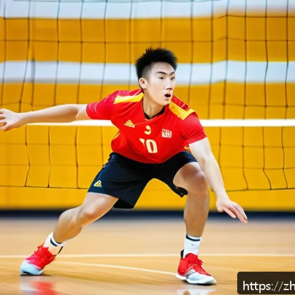 배구 경기에서의 스피드 유지 - A dynamic volleyball training scene focused on short-distance sprint drills: an athletic young Chine...